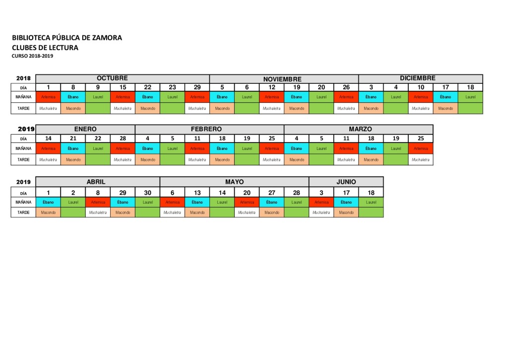 Calendario clubes 2018/2019